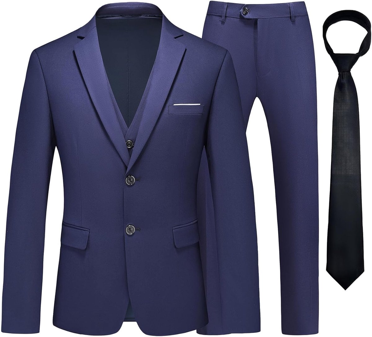 3 stuks, twee knopen, business, bruiloft, smoking, herenpak, jas, vest, broek, set met stropdas
