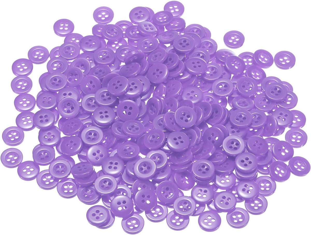 Knopen 3/8" (10 mm) hars rond plat 4-gaats ambachtelijke vervangingsknoppen voor mantels naaien kleding en doe-het-zelf, lichtpaars