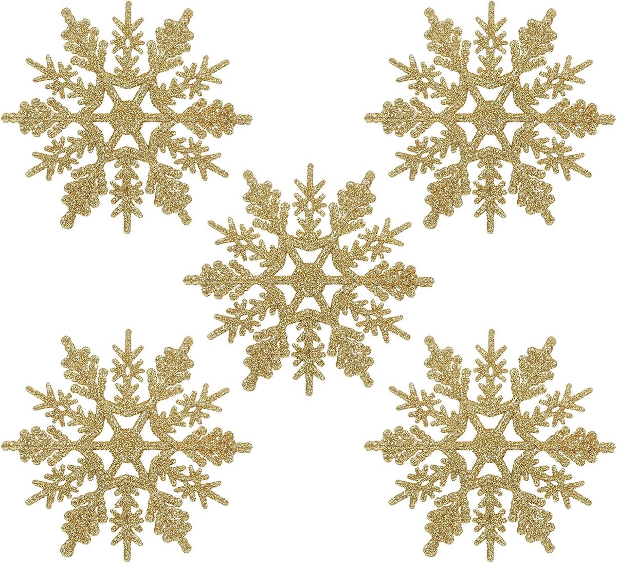 24 x sneeuwvlokken kerstdecoratie voor kerstboom glitter kerstboomversiering, goud