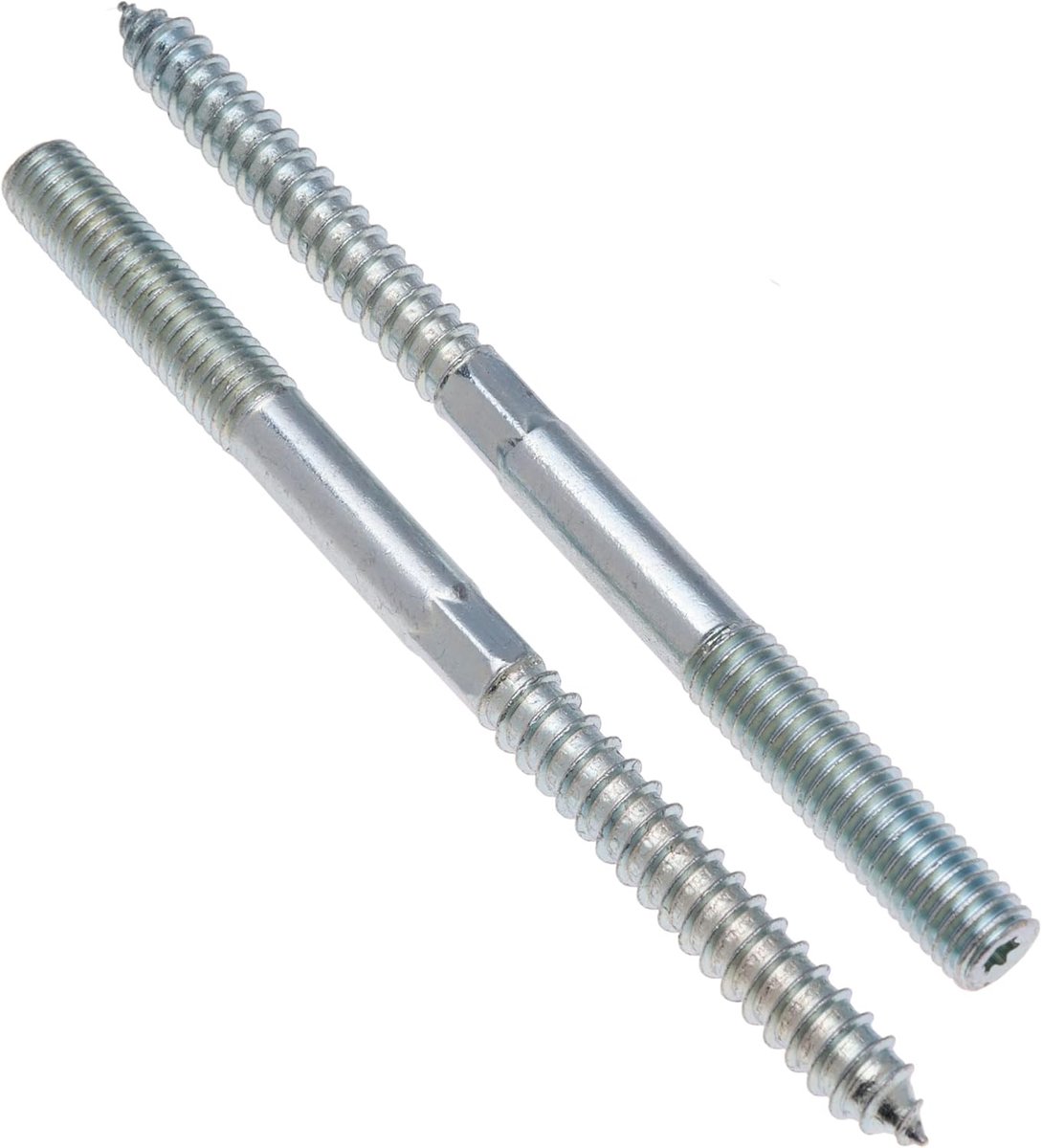 Hanger Bouten, Dubbelzijdige Deuvelschroeven, Houtschroeven, Verzinkte Koploze Bevestiging met Zeskantbit Voor Sleutel, Metrische Bouten en Houtschroeven Draad (10 stuk)