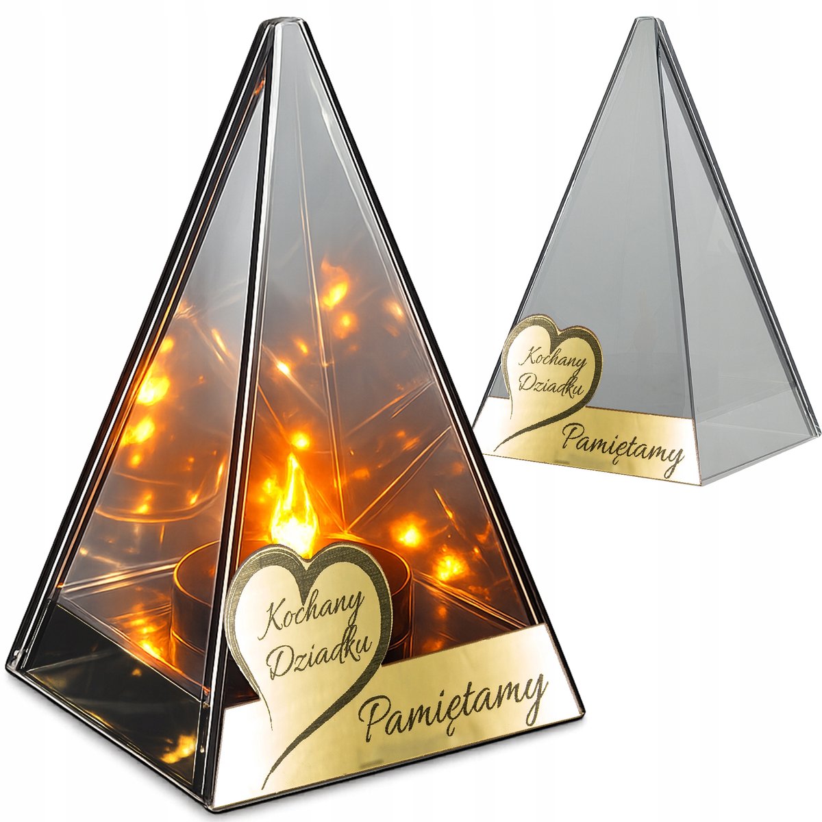 LED Graf Lampion met Vlam Effect - Glazen Graflicht voor Opa