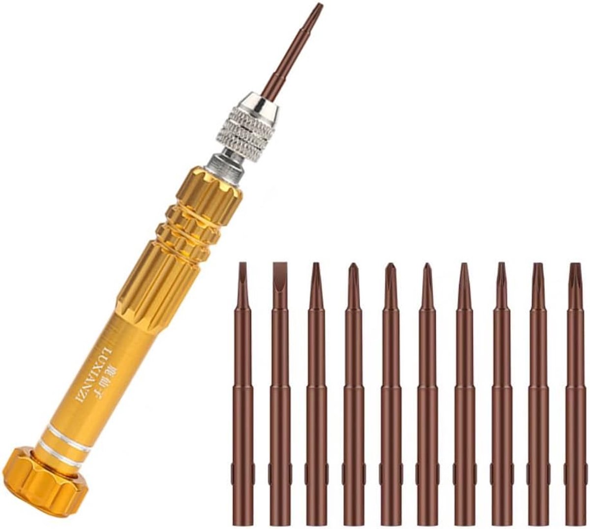 10-in-1 schroevendraaierset voor telefoonreparatie - precisie-gereedschapsset met kruis- en zeskantbits voor iPhone - Android - camera - horloge demontage