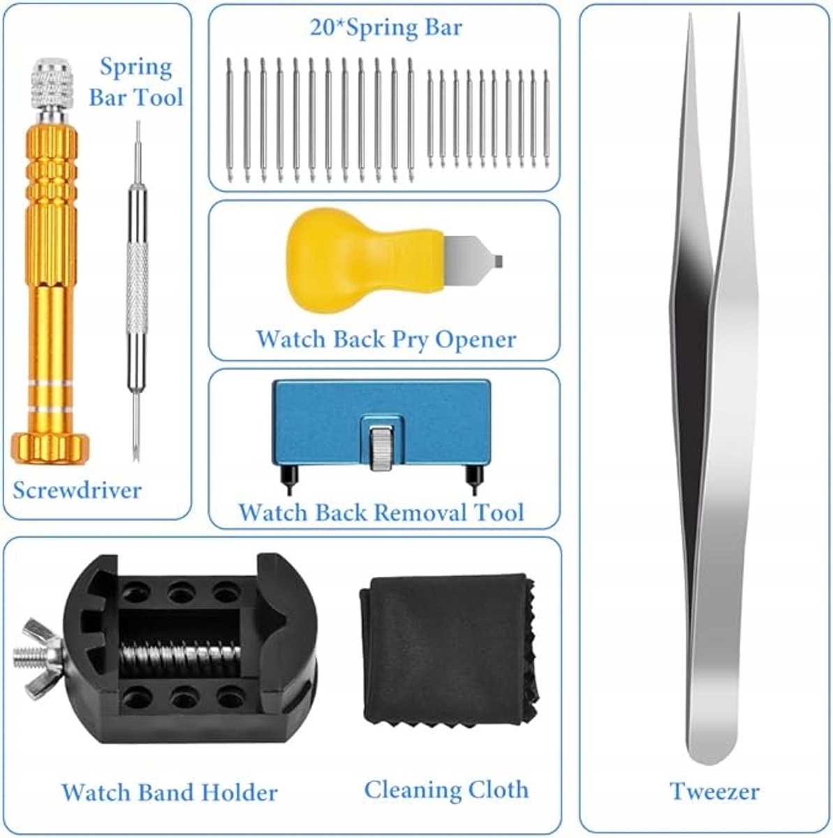 Merkloos Horloge Reparatie Set - Professionele Gereedschappen