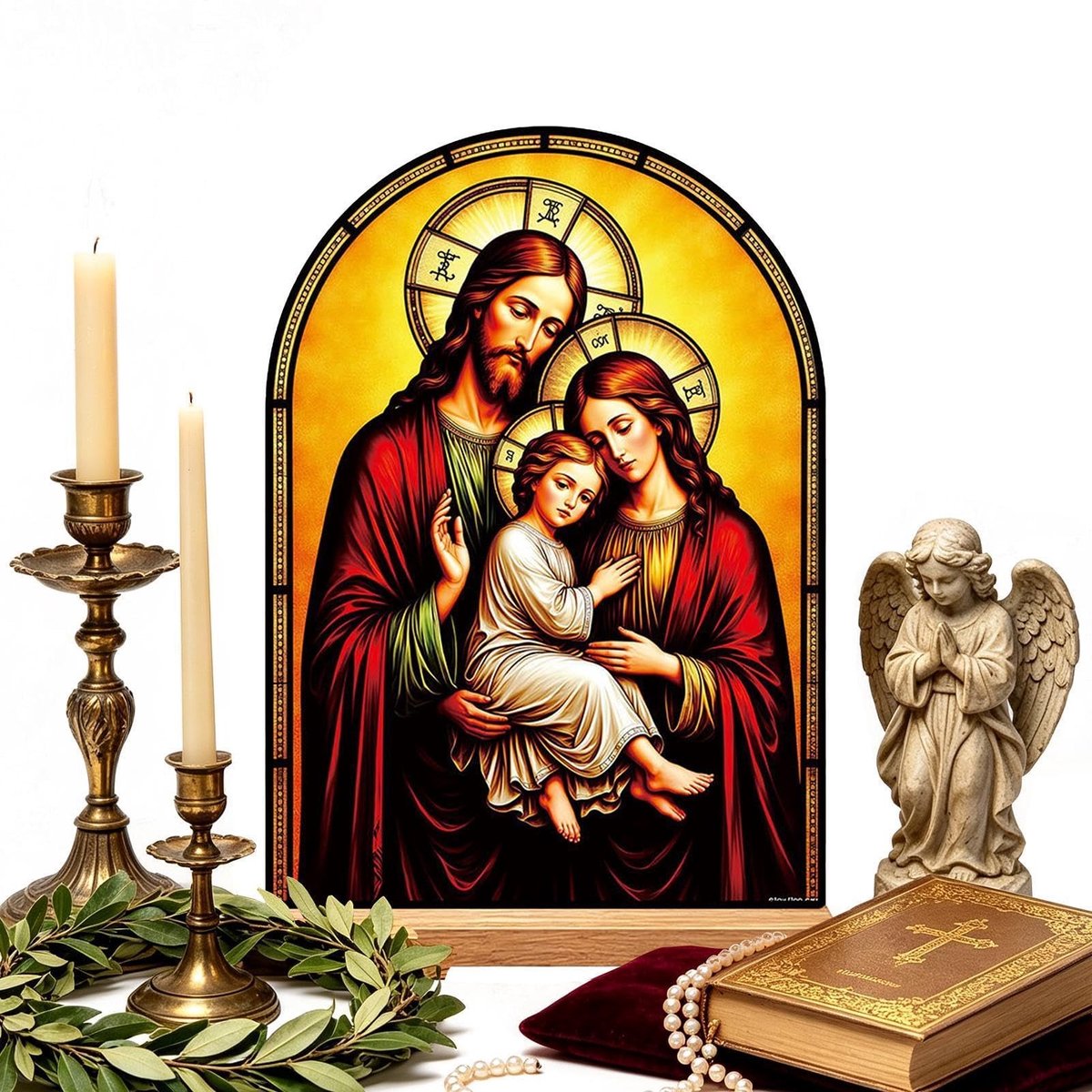 Elzusha - Katholieke Woondecoratie Acryl Jezus en Maria Ornament