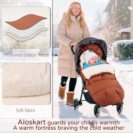 Baby Voetenzak - Kinderwagen Zak - Warm Blijven - Dubbellaags Design - 100 cm Lengte - Bruin — afbeelding 3