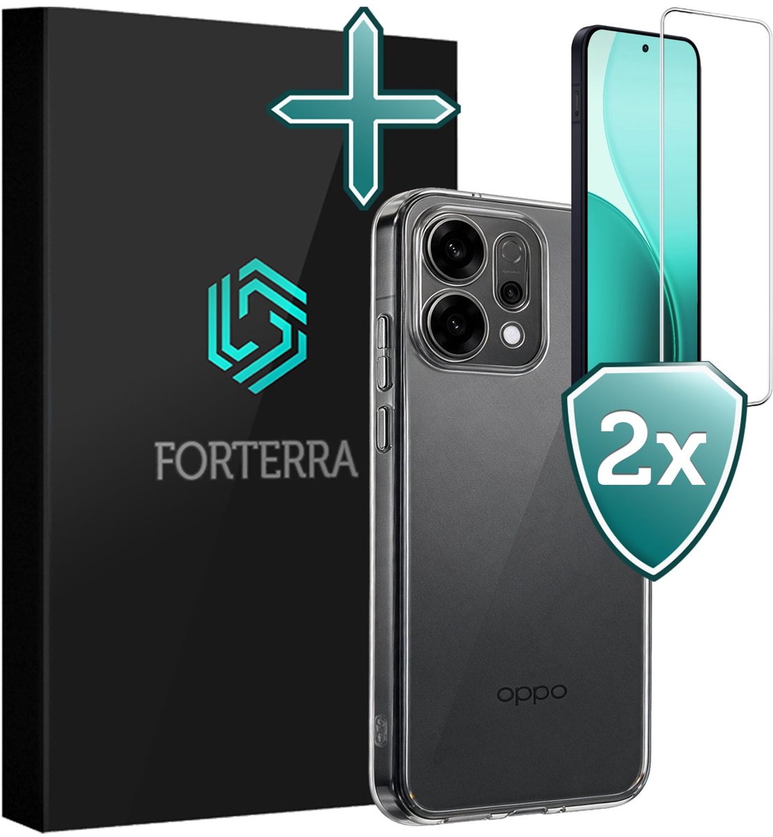 Hoesje Met 2x Screenprotector - Geschikt voor Oppo Reno 14 - Sterk & Shockproof - Telefoon Hoes - Back Cover - Siliconen Case - Transparant
