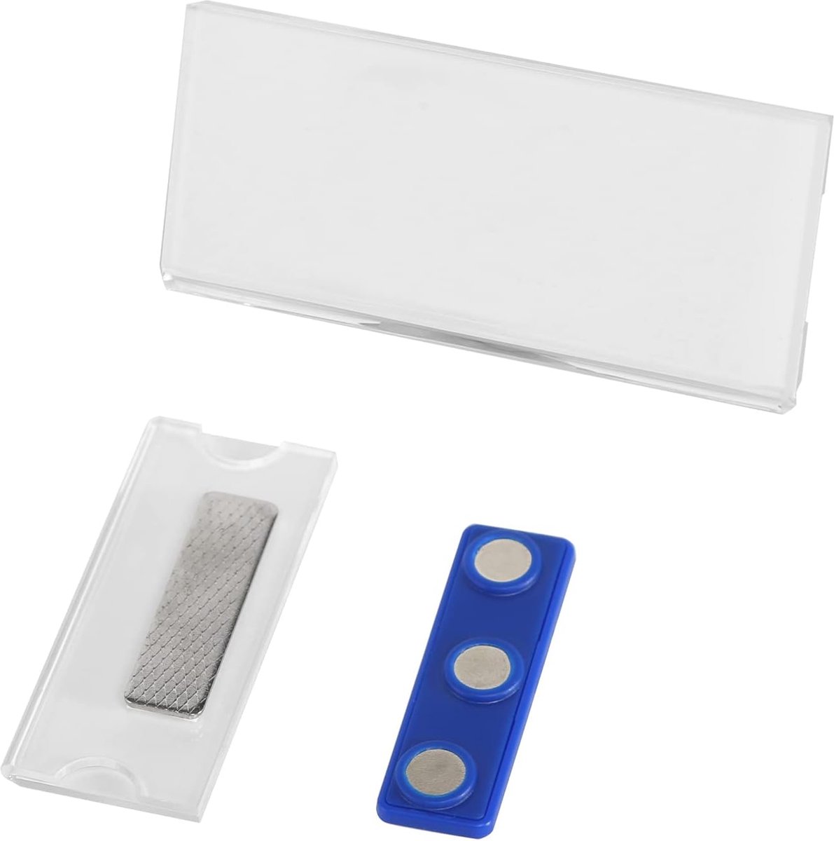 Naambordjes - magnetisch - 2 stuks - zelfklevend - metaal - naambordjes - met 3-punts magneet voor visitekaartjes - ID-kaarthoezen en beschrijven