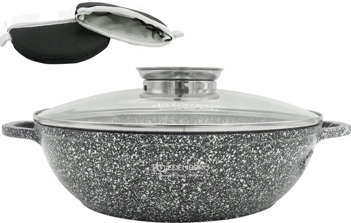 Merkloos Lage Pan/Diepe Koekenpan 5,5L, 32cm, Met Aroma Deksel & Grepen