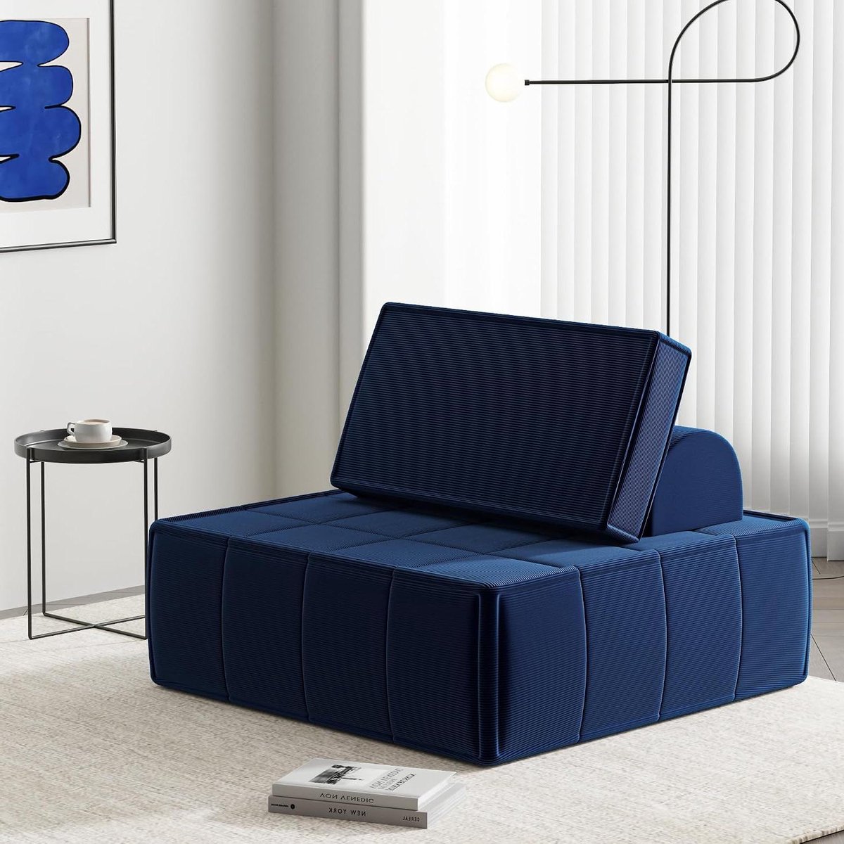 Compacte Bank - Zitbank - Woonkamer Ontspanning - Verstelbare Rugleuning - 90 x 38 x 90 cm - Blauw