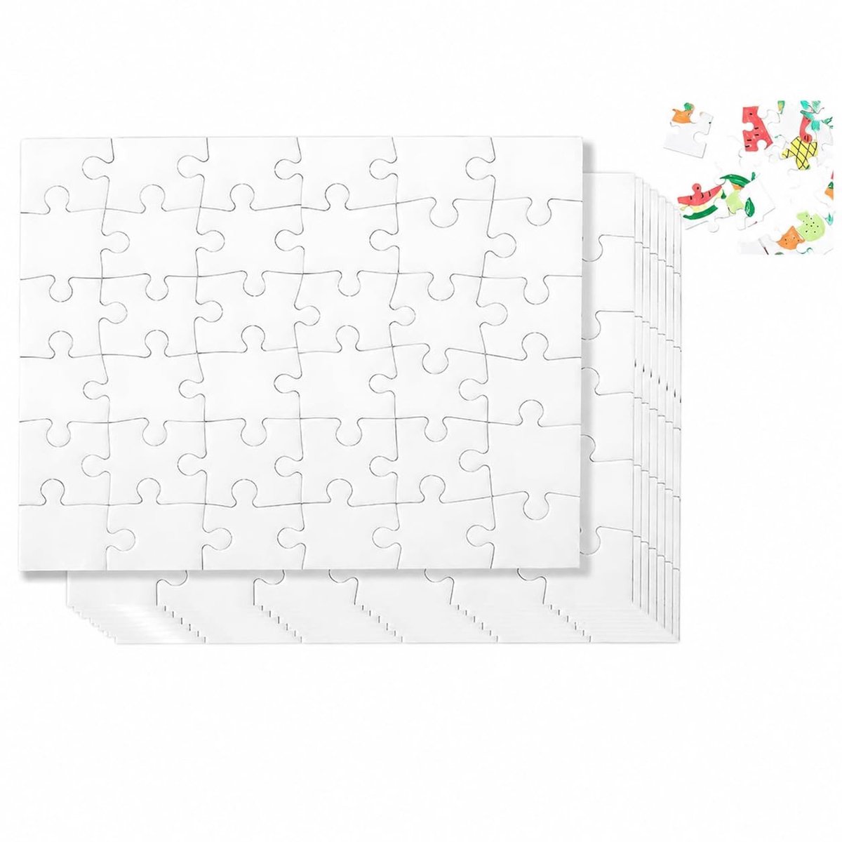 Omgoods - DIY Houten Puzzel Set met 8 Blanco Puzzels