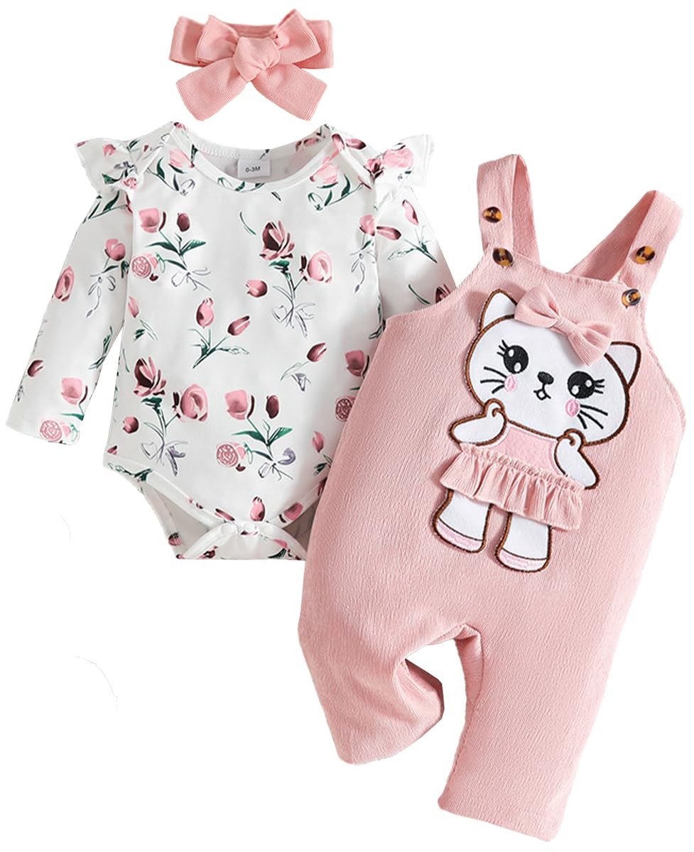 Omgoods - Schattig Rompertje en Dungaree Set voor Baby Meisjes