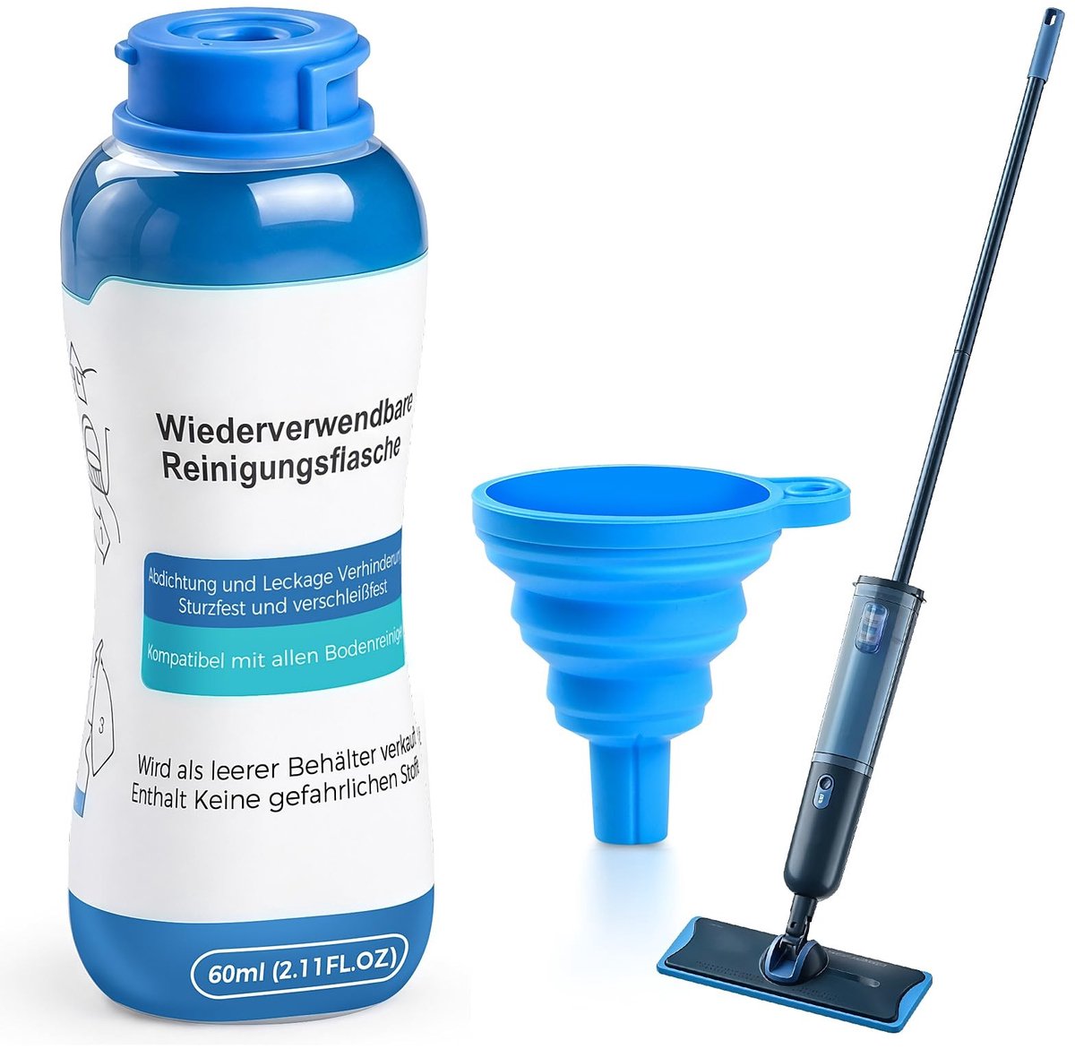 Omgoods - 60 ML Herbruikbare Vervangfles voor Stoomreiniger, Lekvrij Ontwerp