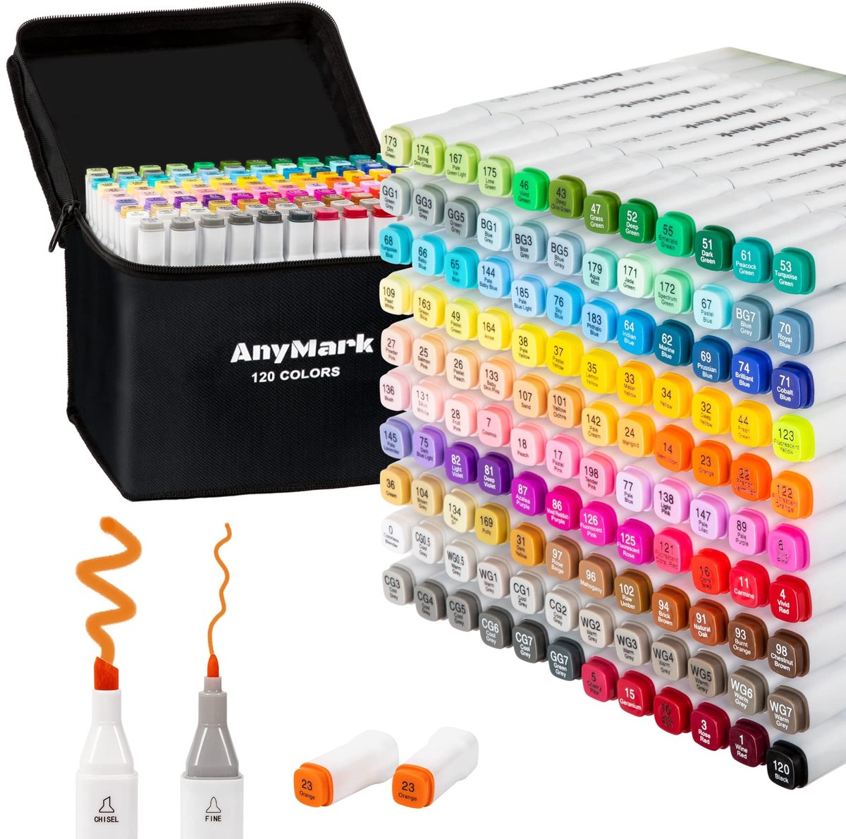 Omgoods - 120 Kleur Alcohol Markers met Dubbele Punt