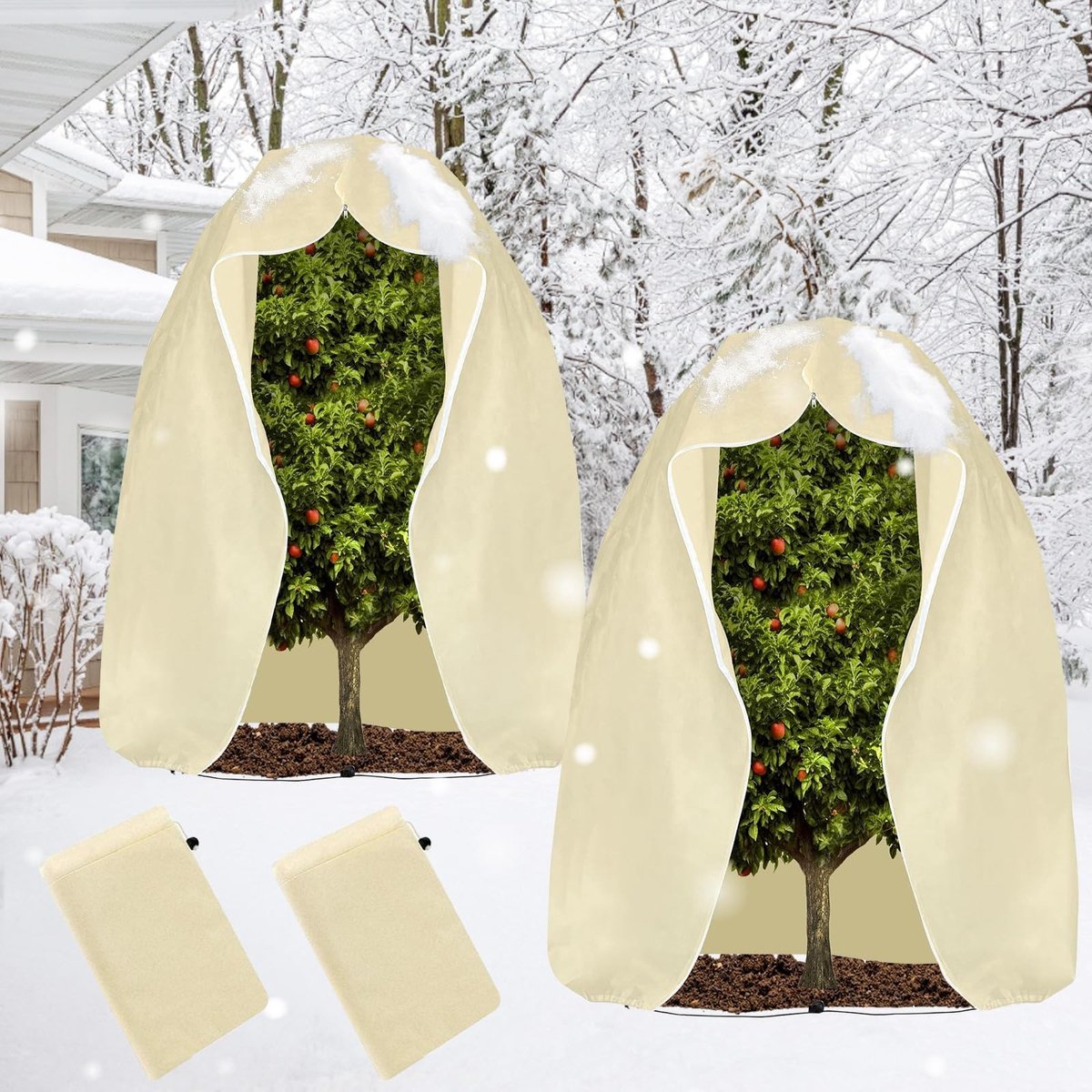Omgoods - Winterbescherming voor Planten met Rits en Trekkoord, Set van 2