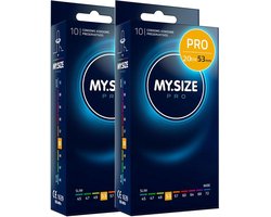 MY.SIZE PRO 20 stuks 53mm Elite condooms, normale pasvorm, zeer zuiver Vytex-latex voor weinig geur, super gemakkelijk te openen en af te rollen