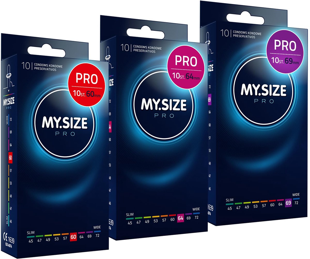MY.SIZE PRO Condoom maat 5,6,7-60,64,69 mm, 3x10 condooms - pasvorm en een geschikte maat voor iedereen