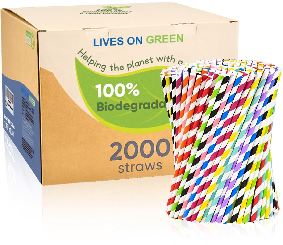 Omgoods - 100 Stuks Kleurrijke Wegwerp Papieren Rietjes, Composteerbaar