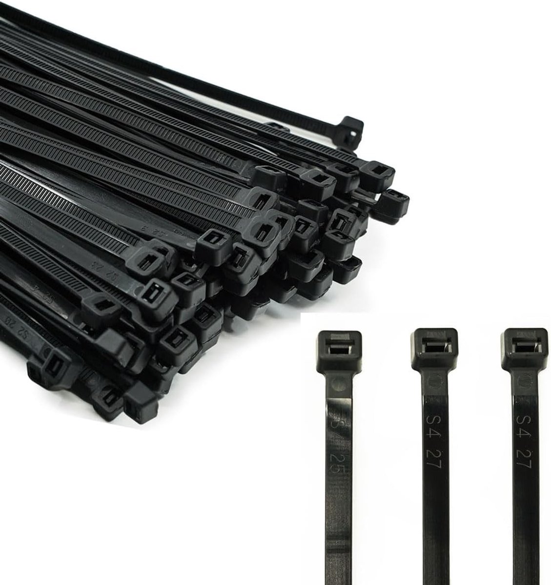 Kabelbinders - Zwart - 200 x 4,8 mm - UV-bestendig Polyamide - Set van 100 stuks voor Binnen en Buiten