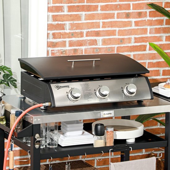BBQ-grill - Gasgrill - Grill - Met deksel, 3 branders, vetopvangbak - 63x47x25cm - Geschikt voor barbecues, festivals, familiebijeenkomsten en picknicks - Zwart van BBQ+ — afbeelding 3