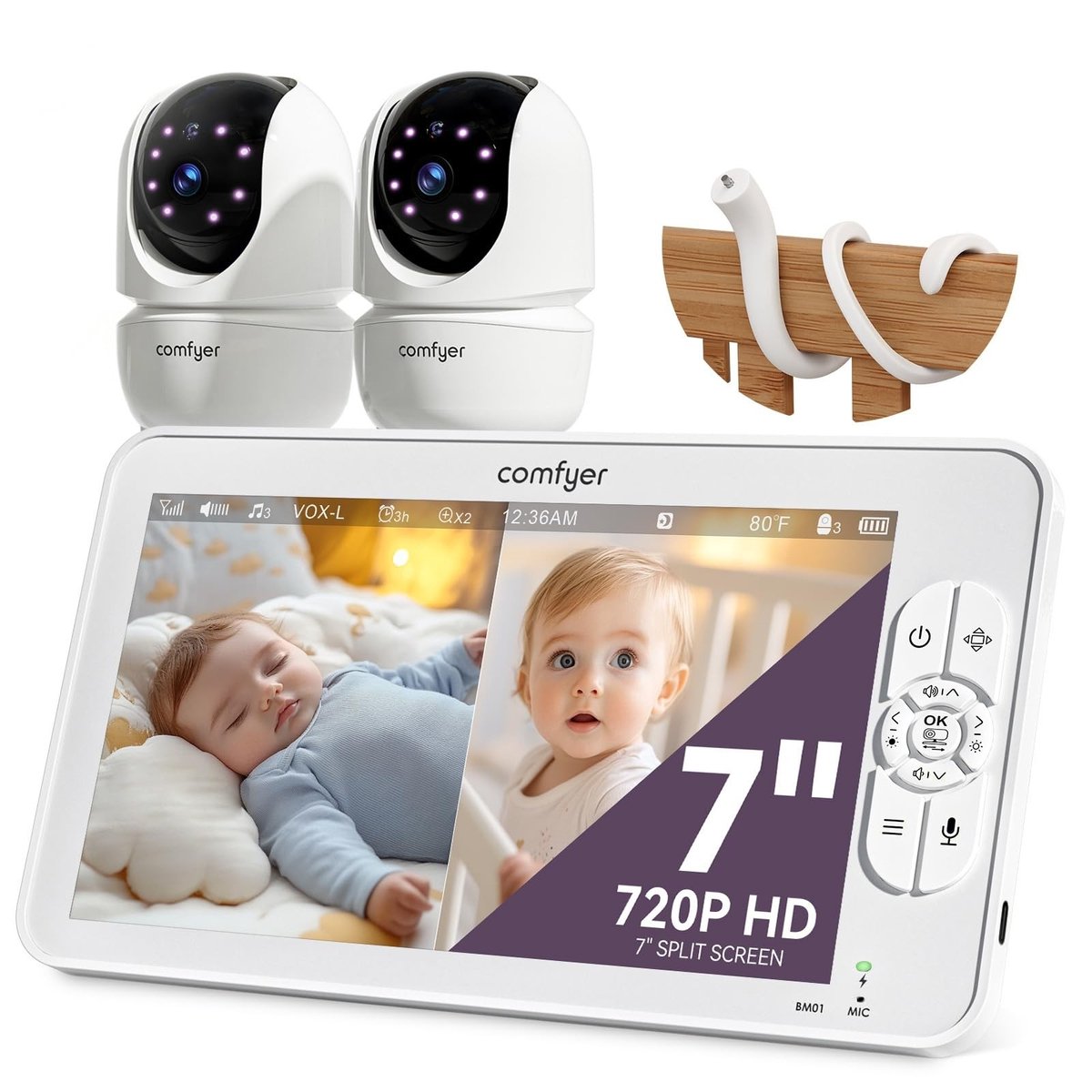SolidKeus - Split-Screen Baby Monitor met 2 Camera's en Nachtzicht