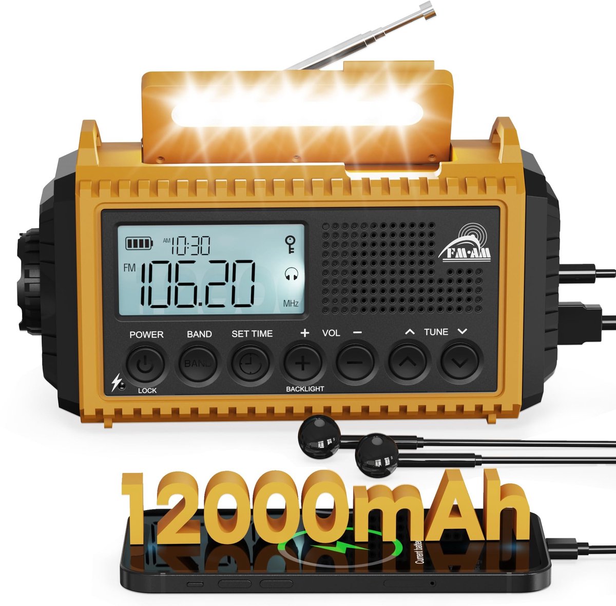 SolidKeus - Draagbare Noodradio met Zwengel en Powerbank Functionaliteit