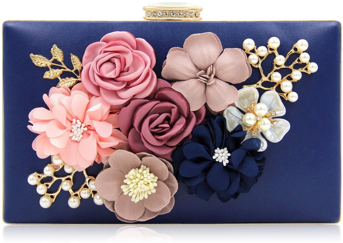 SolidKeus - Elegante Clutch Bag met Bloemen voor Avond