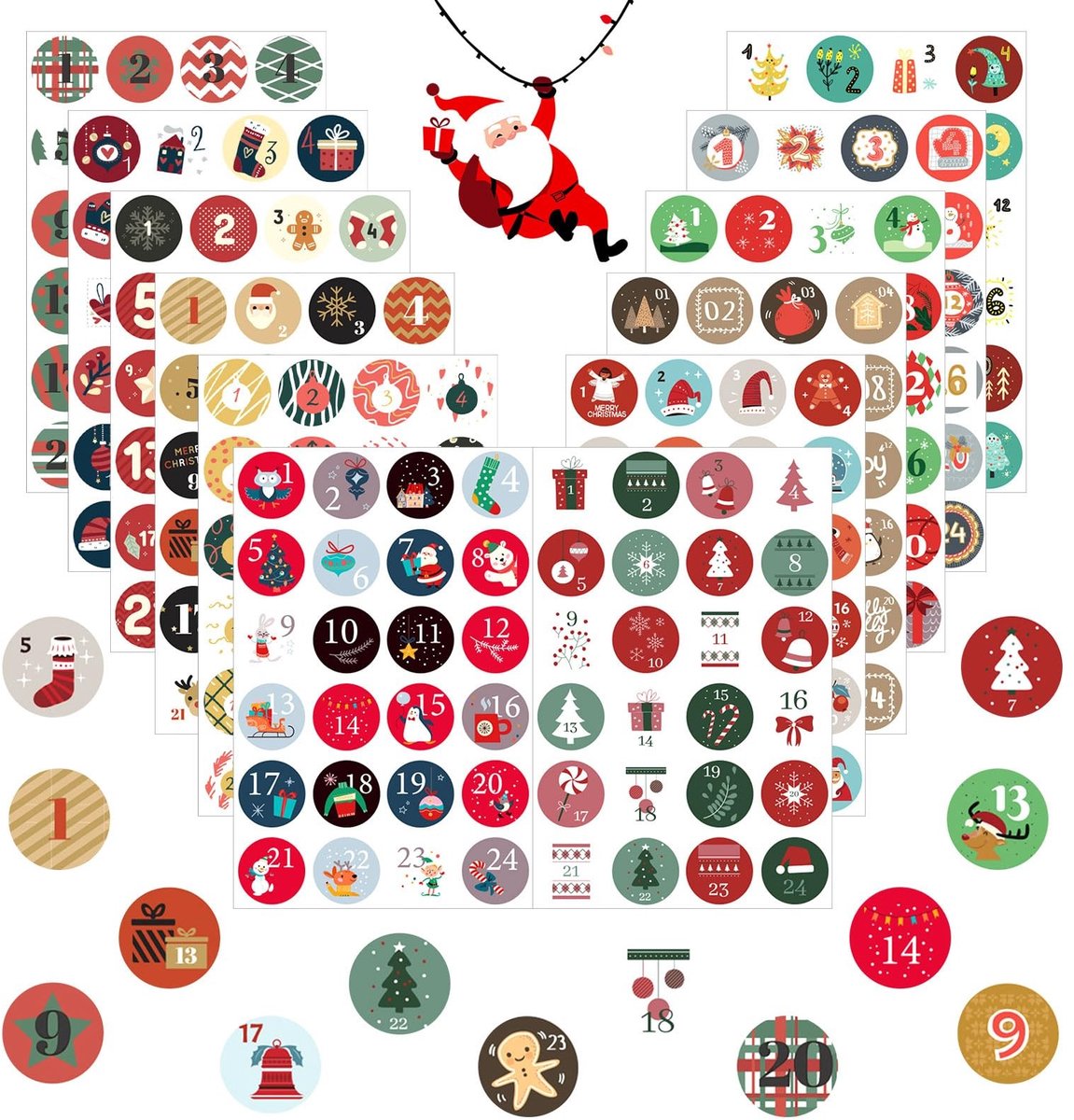 SolidKeus - 12 x 24 Zelfklevende Adventskalender Stickers