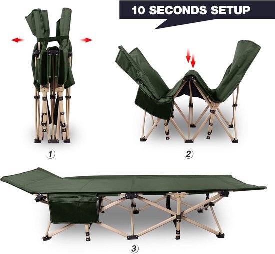 Vouwbare campingbedden voor volwassenen, extra brede zware zware stabiele lagerbed, draagbaar, sterke dikkere buizen, slaapbed voor buiten, reiskantoor van Songmics — afbeelding 5