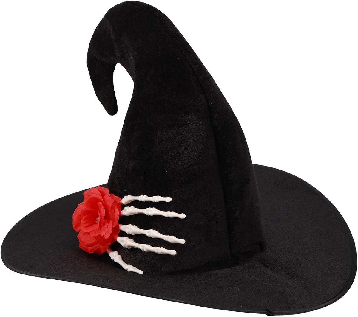 Halloween Tovenaar Hoed voor Volwassenen met Rozen en Doodskop Patroon - Cosplay Accessoires voor Feestjes en Kostuums