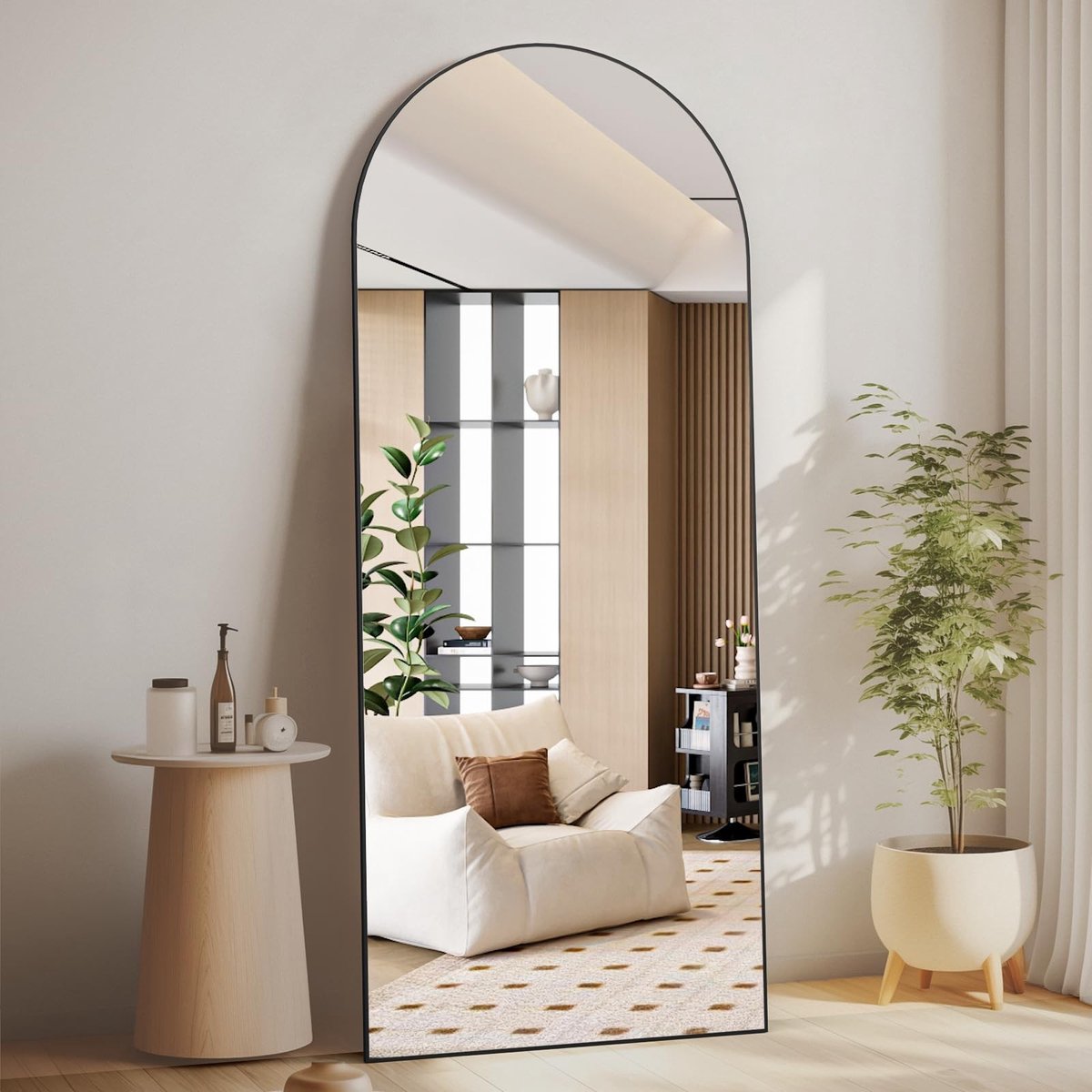 SolidKeus - Curved Full-Body Spiegel 165 x 60 cm in Zwart Aluminium