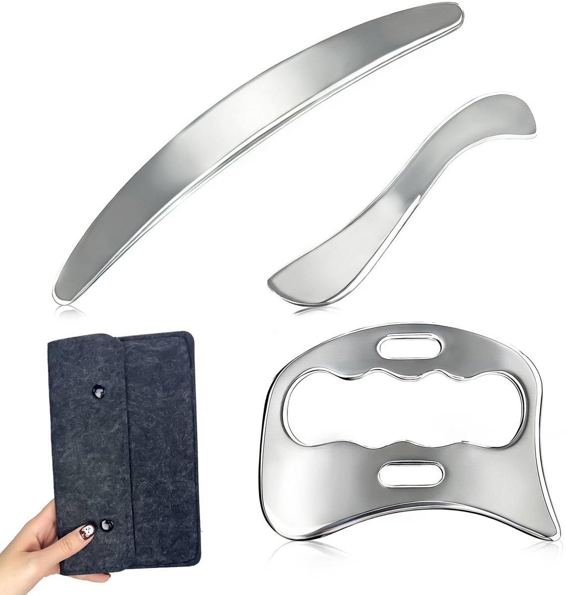 SolidKeus - 3-in-1 RVS Gua Sha Massage Tool
