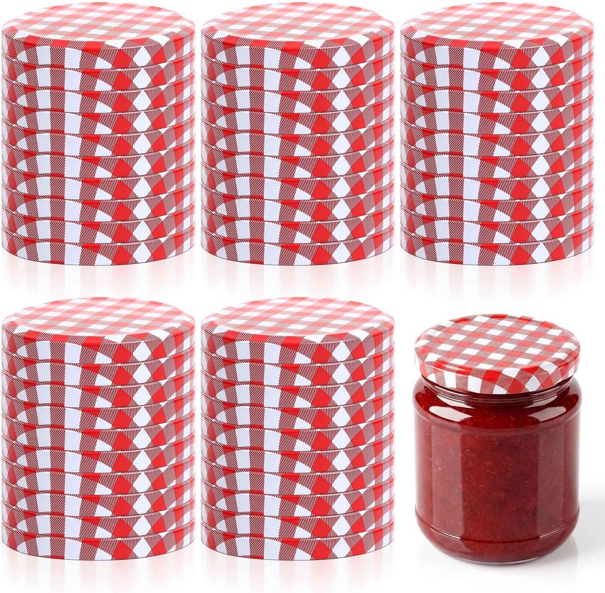 SolidKeus - 50 Stuks Rode Inmaakdeksels 82mm voor Mason Jars