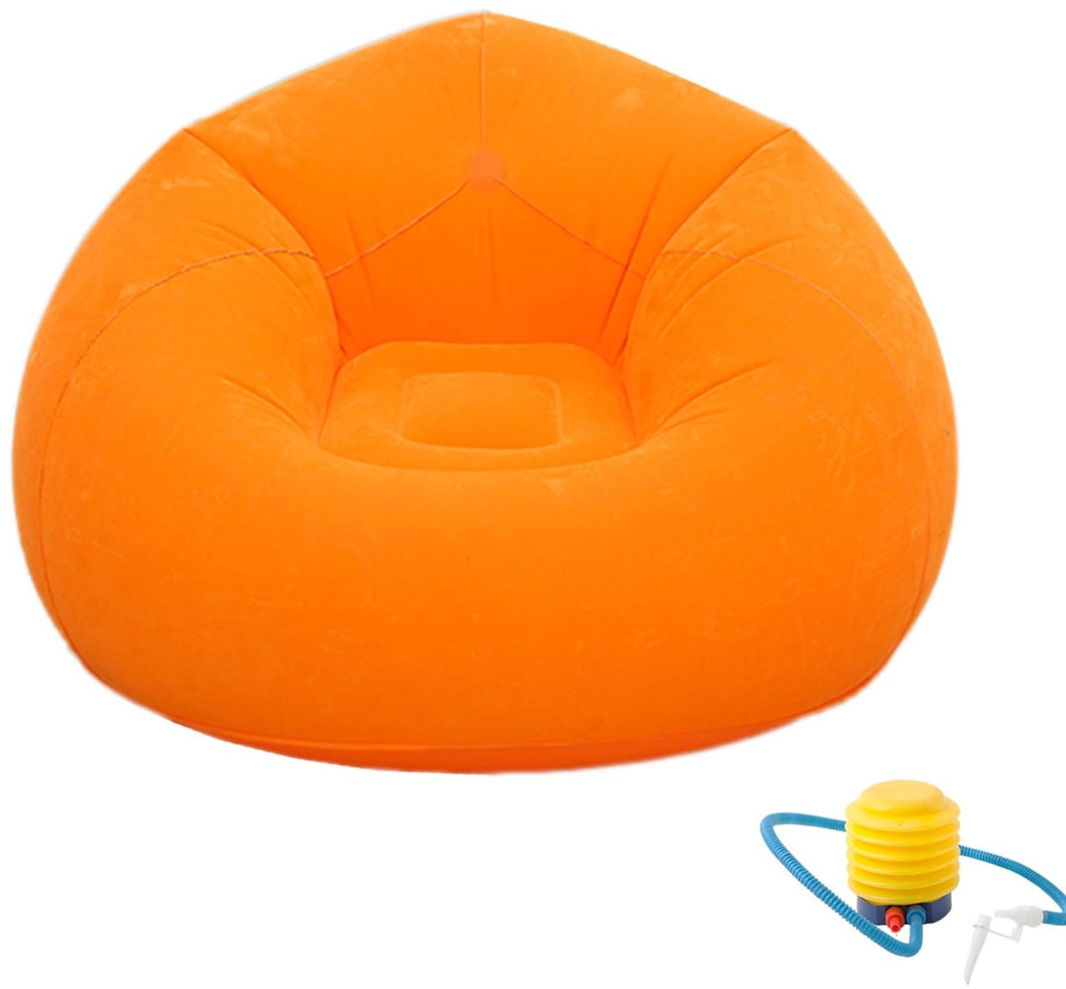 SolidKeus - Opblaasbare Zitzak met Voetpomp, Draagbaar en Comfortabel, Oranje
