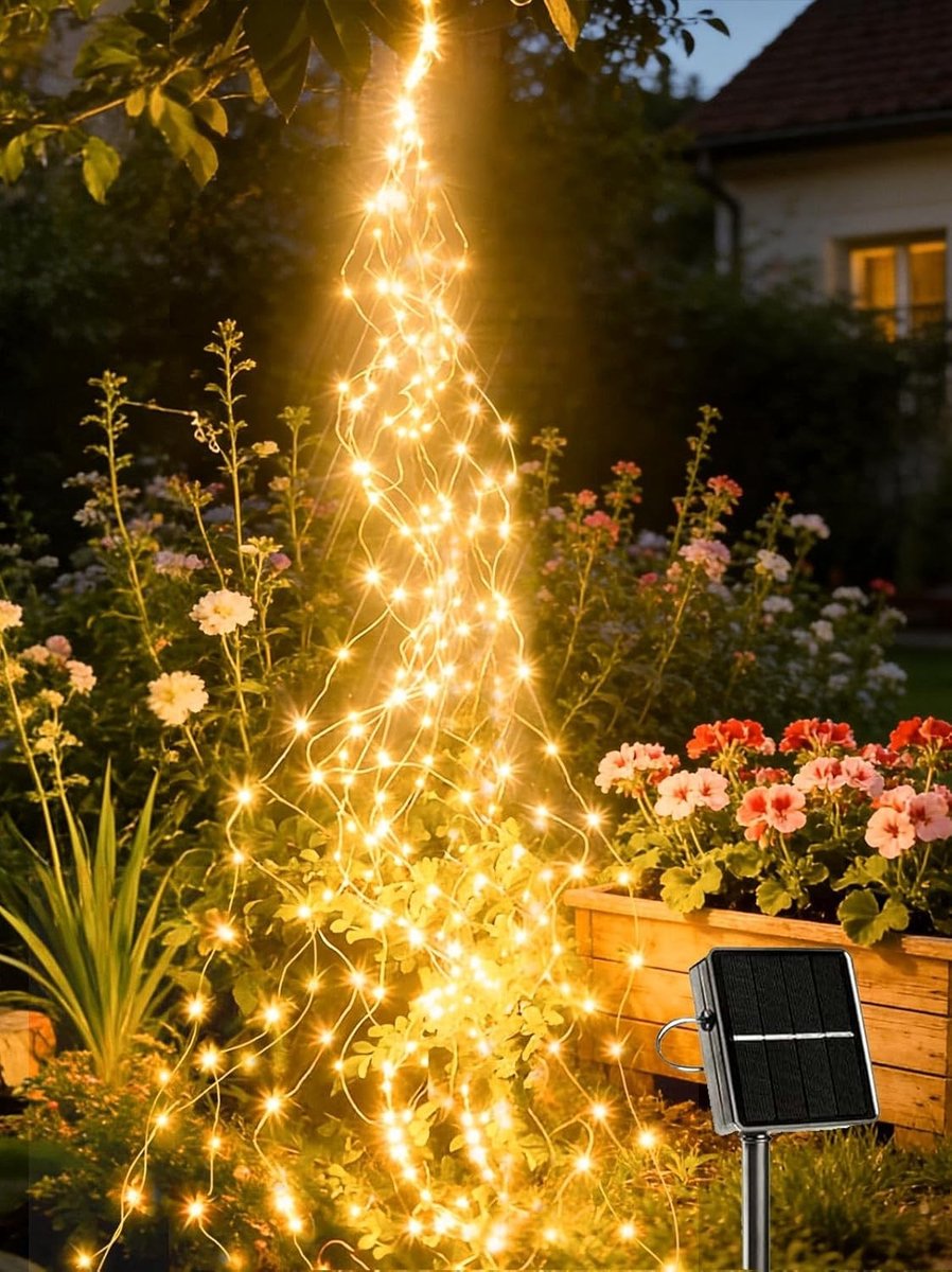 Tuinverlichting buiten lichtsnoern - Warmwit - 200 LED - 2 Meter Koperen Draad - Zonne-energie LED Lichtslinger voor Tuin en Terras