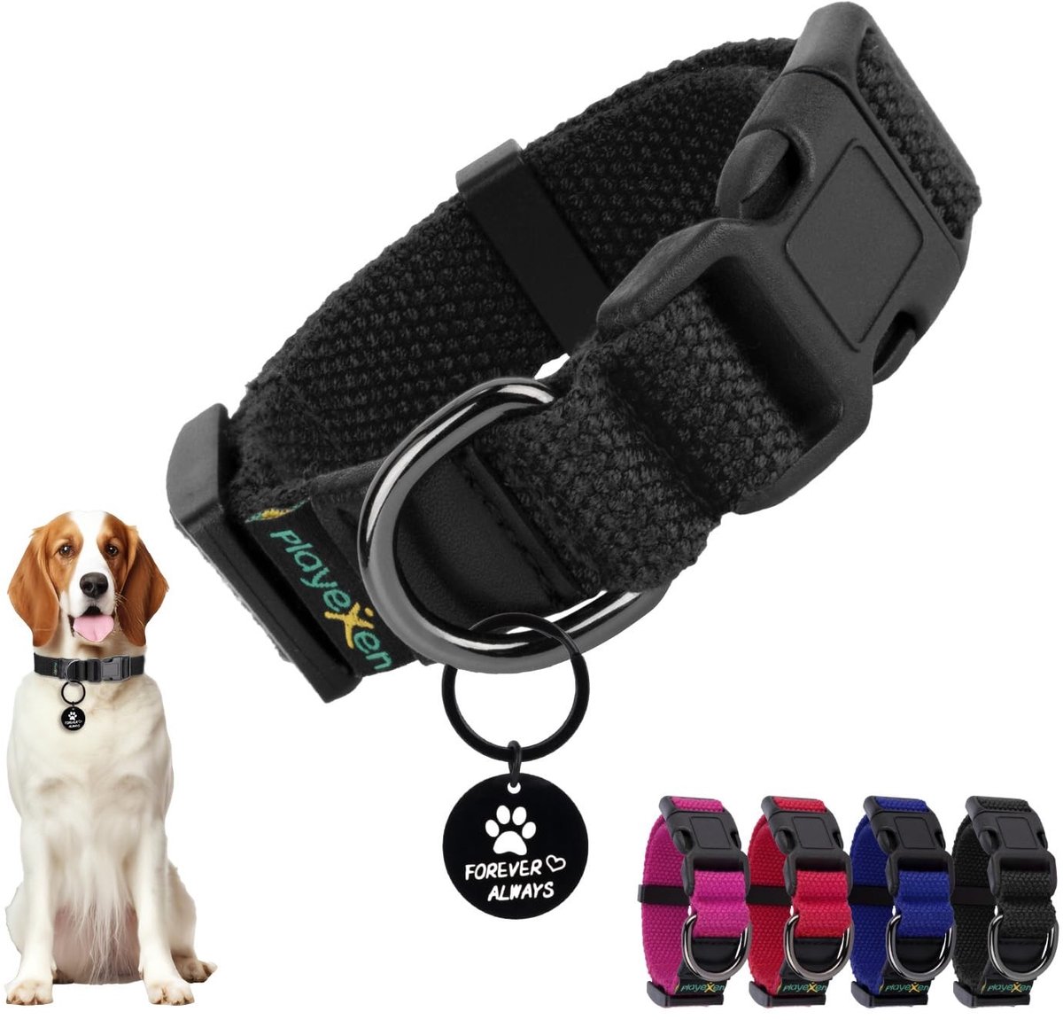 SolidKeus - Verstelbare Zachte Katoenen Hondenhalsband voor Dieren