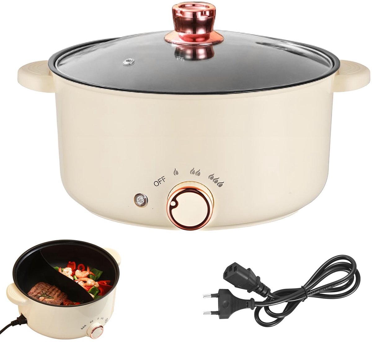 SolidKeus - Elektrische Hot Pot 4 Liter met Non-Stick Coating
