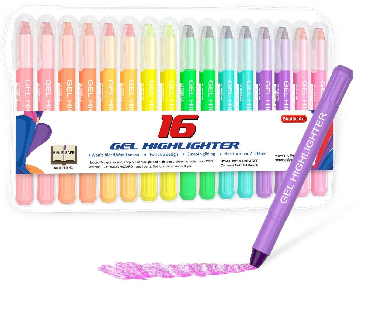 SolidKeus - Set van 16 Gel Markers, 8 Kleuren voor Highlighting en Journaling