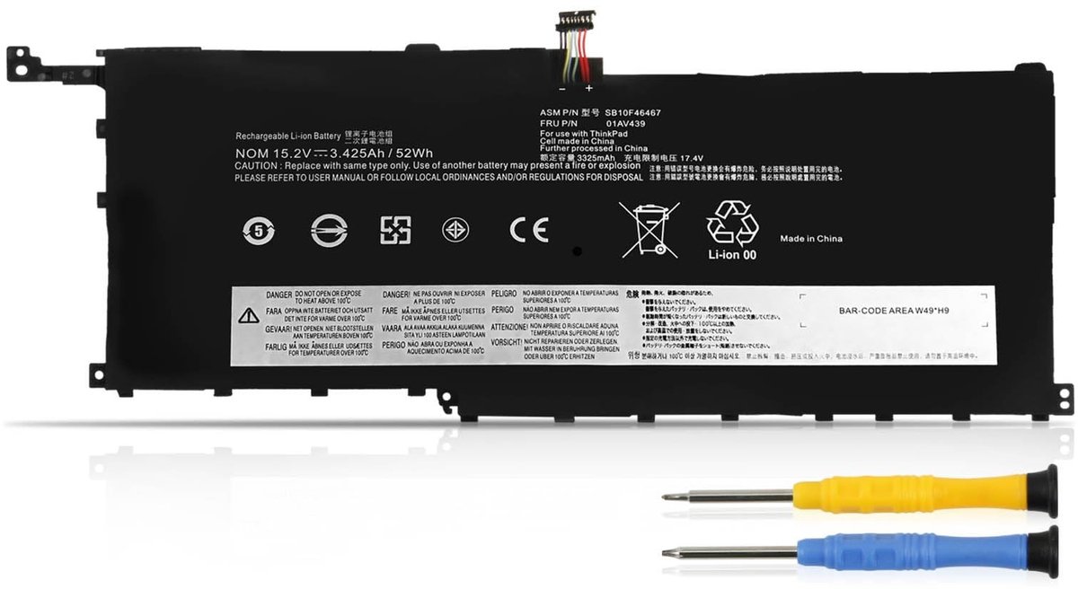 SolidKeus - Laptopbatterij voor Lenovo ThinkPad X1 Carbon Series