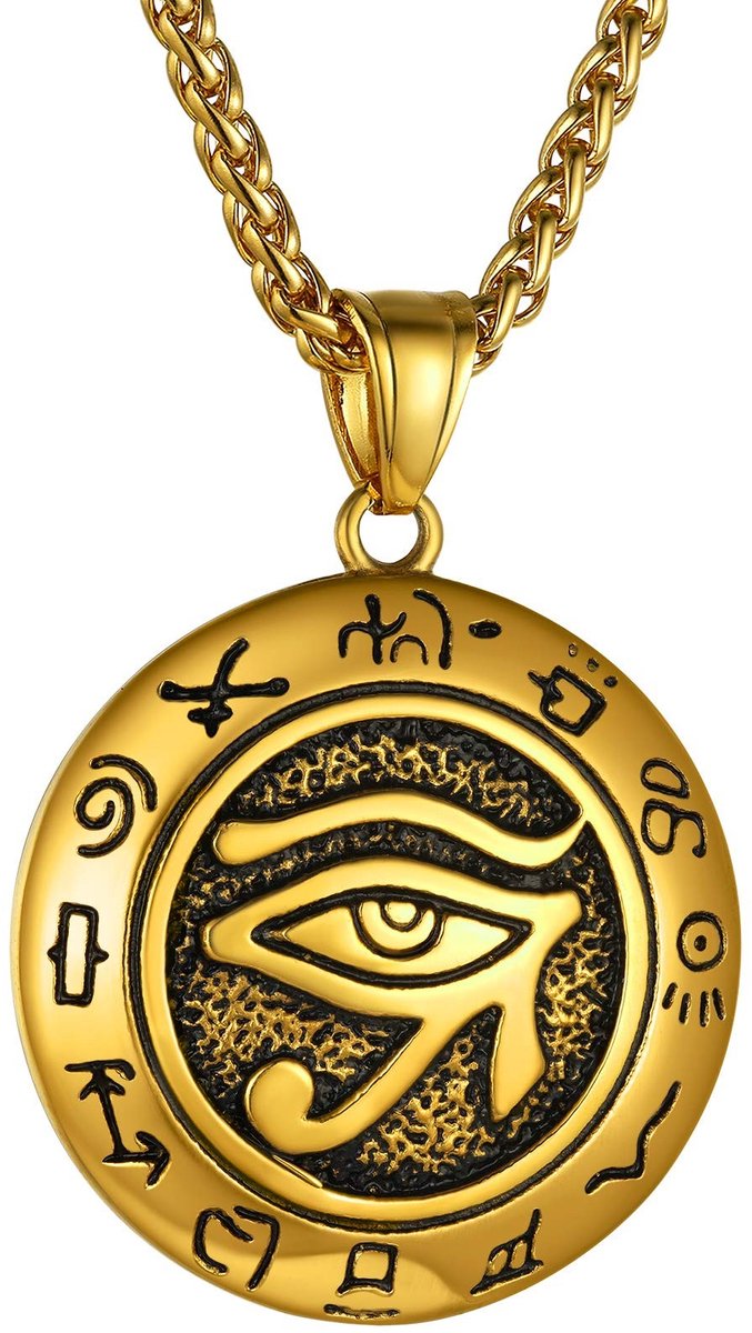 SolidKeus - Halsketting met Ankh en Oog van Horus van RVS