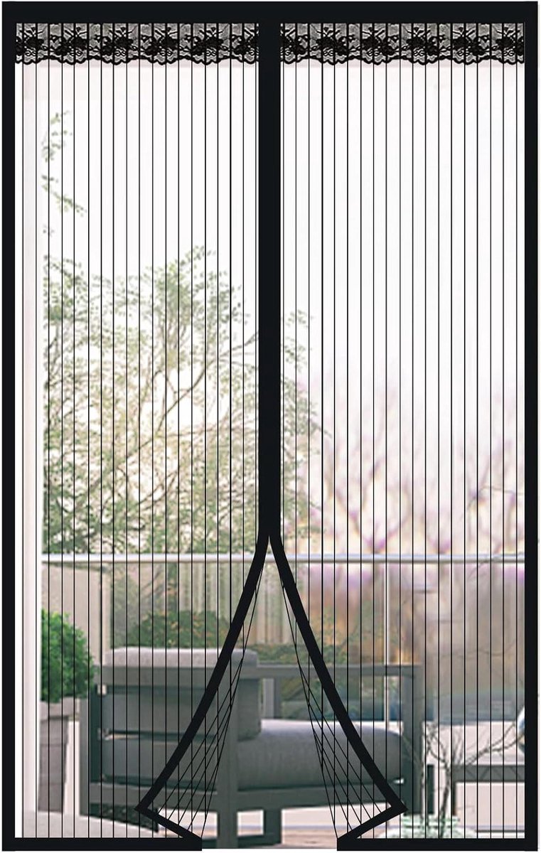 Magnetisch Horrengaas - Deurvliegengordijn - Insecten Buiten Houden - Snelle Magneetsluiting - 110x220 cm - Zwart