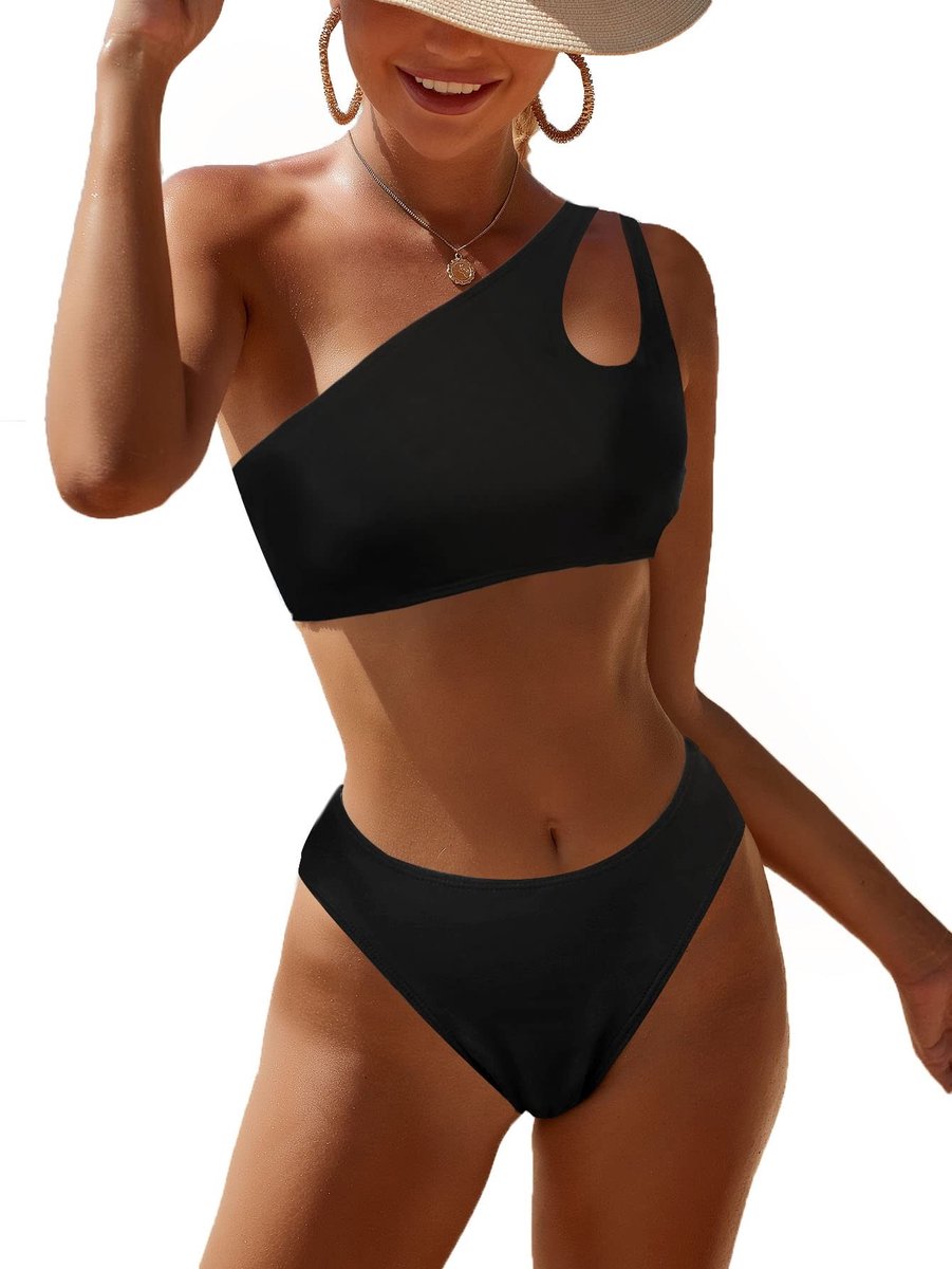 SolidKeus - Dames 2-Piece Bikini met One-Shoulder Design