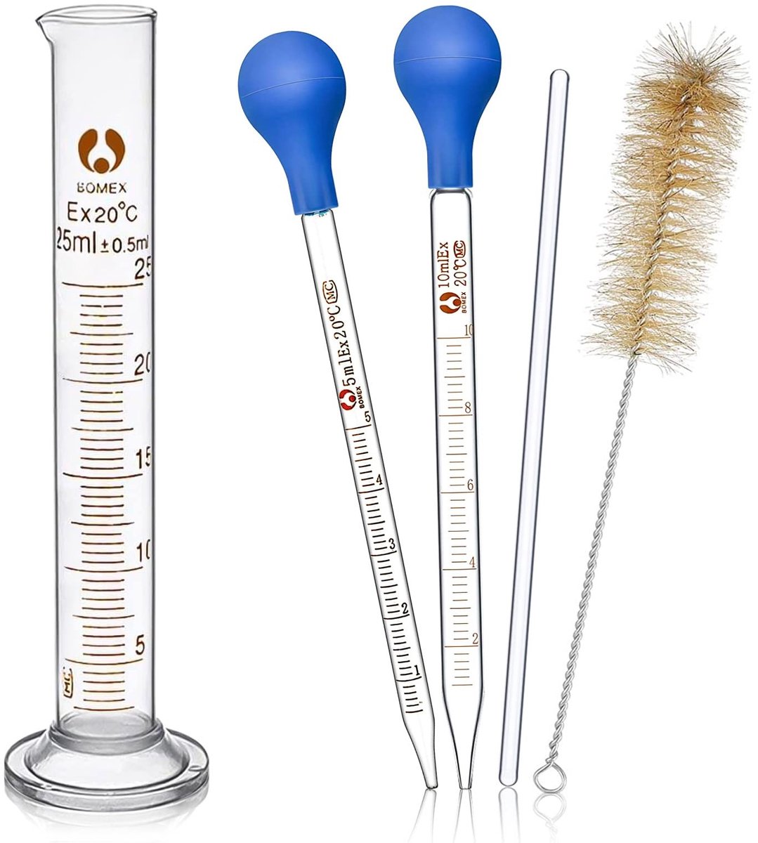 SolidKeus - Glazen Pipette en Maatcilinder Set van 6 Stuks