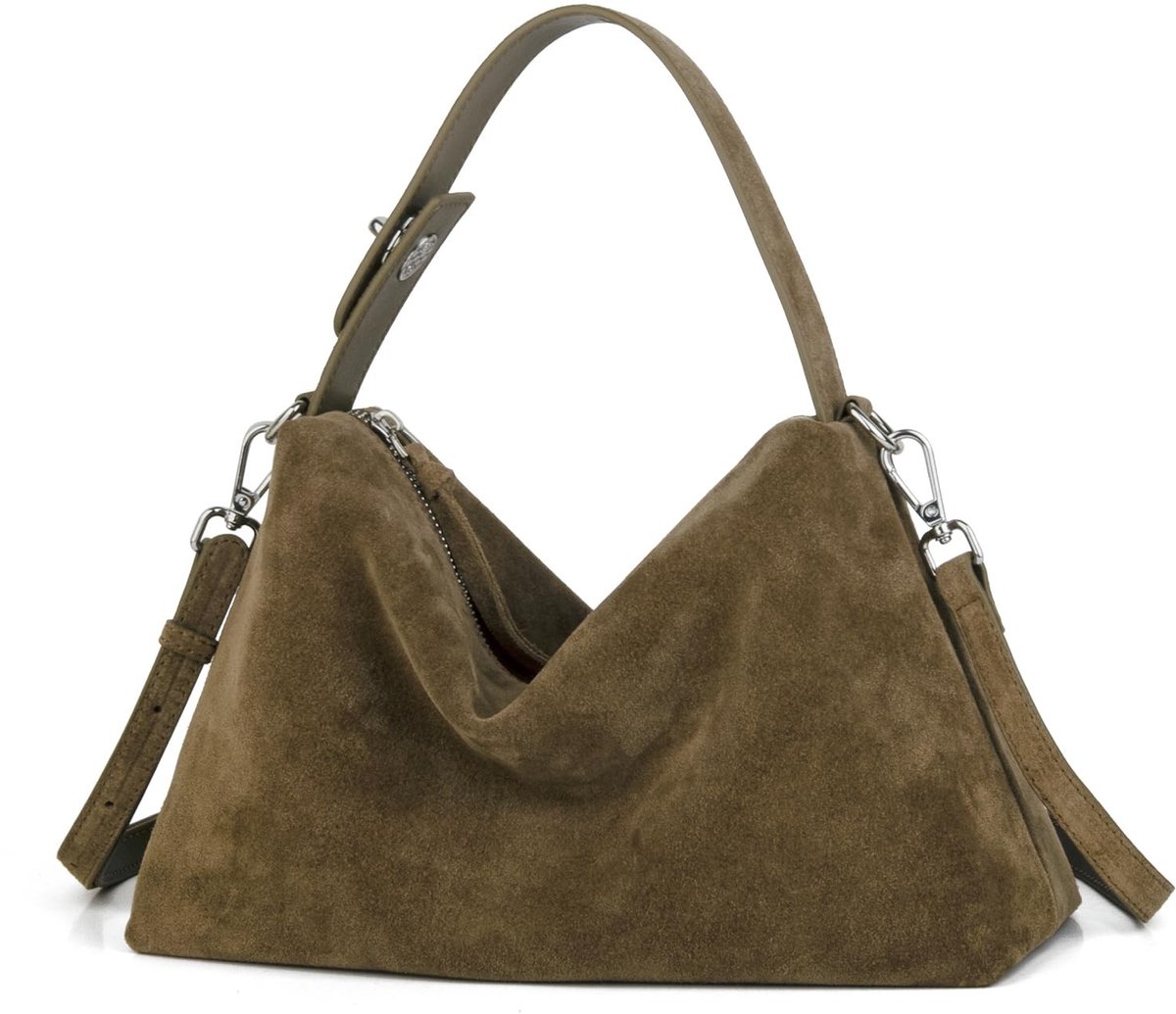 SolidKeus - Premium Suede Leren Schoudertas voor Dames