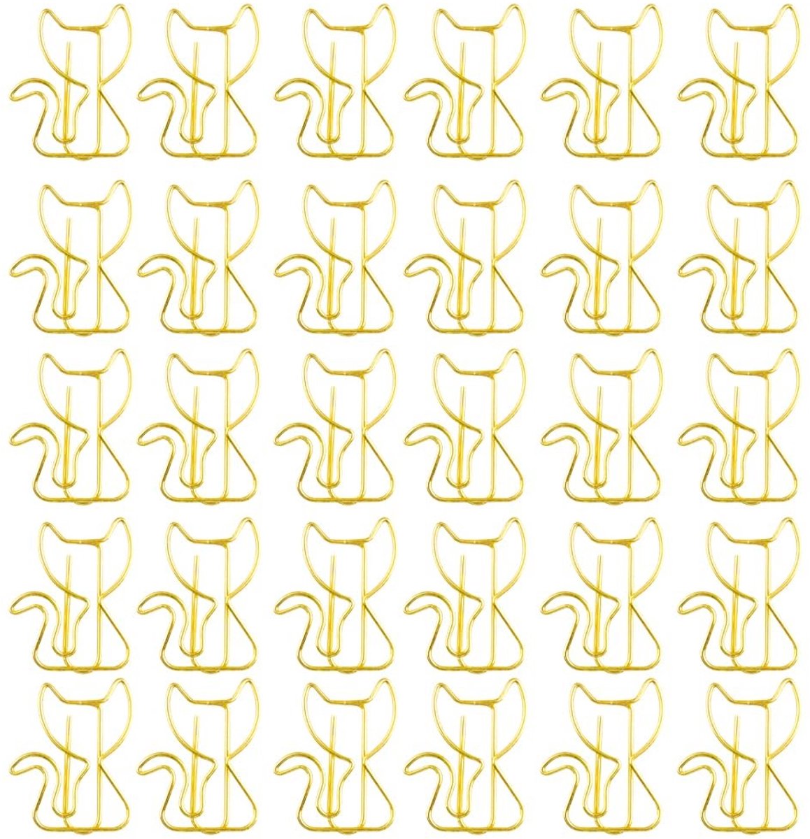 SolidKeus - Set van 30 Gouden Katten Paperclips voor Kantoor en School