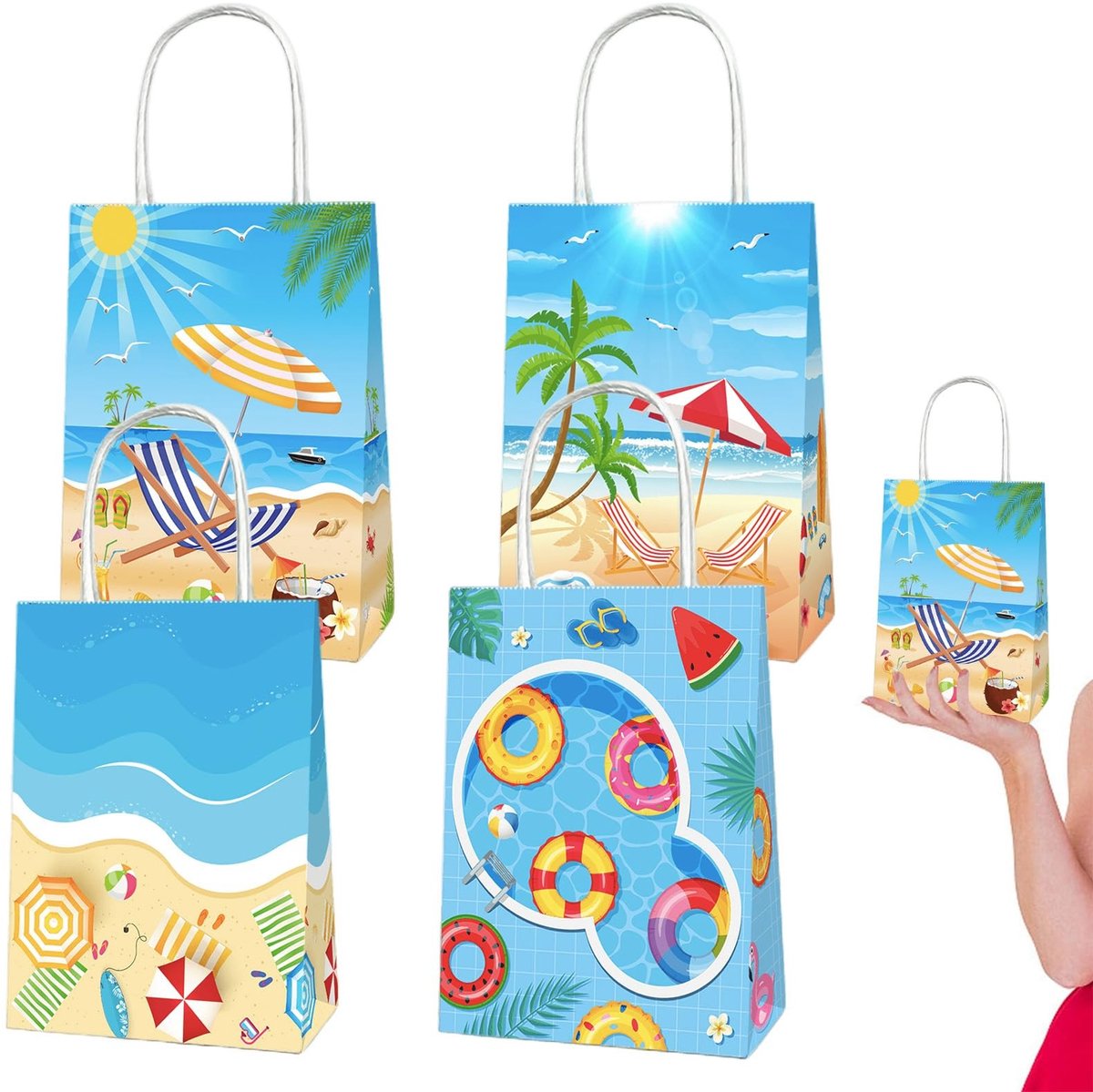 Set van 4 Papieren Cadeautassen met Handvatten voor Feestjes