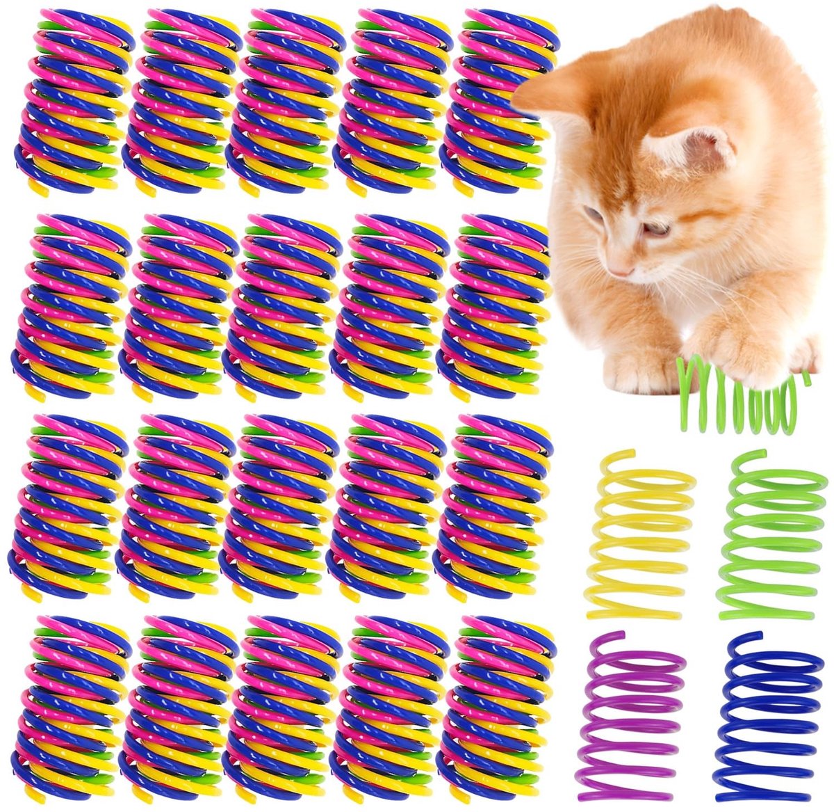 SolidKeus - Set van 100 Kleurige Kattenveer Speeltjes