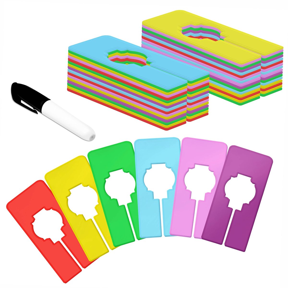 SolidKeus - Set van 30 Kleding Scheiders in 6 Kleuren met Marker