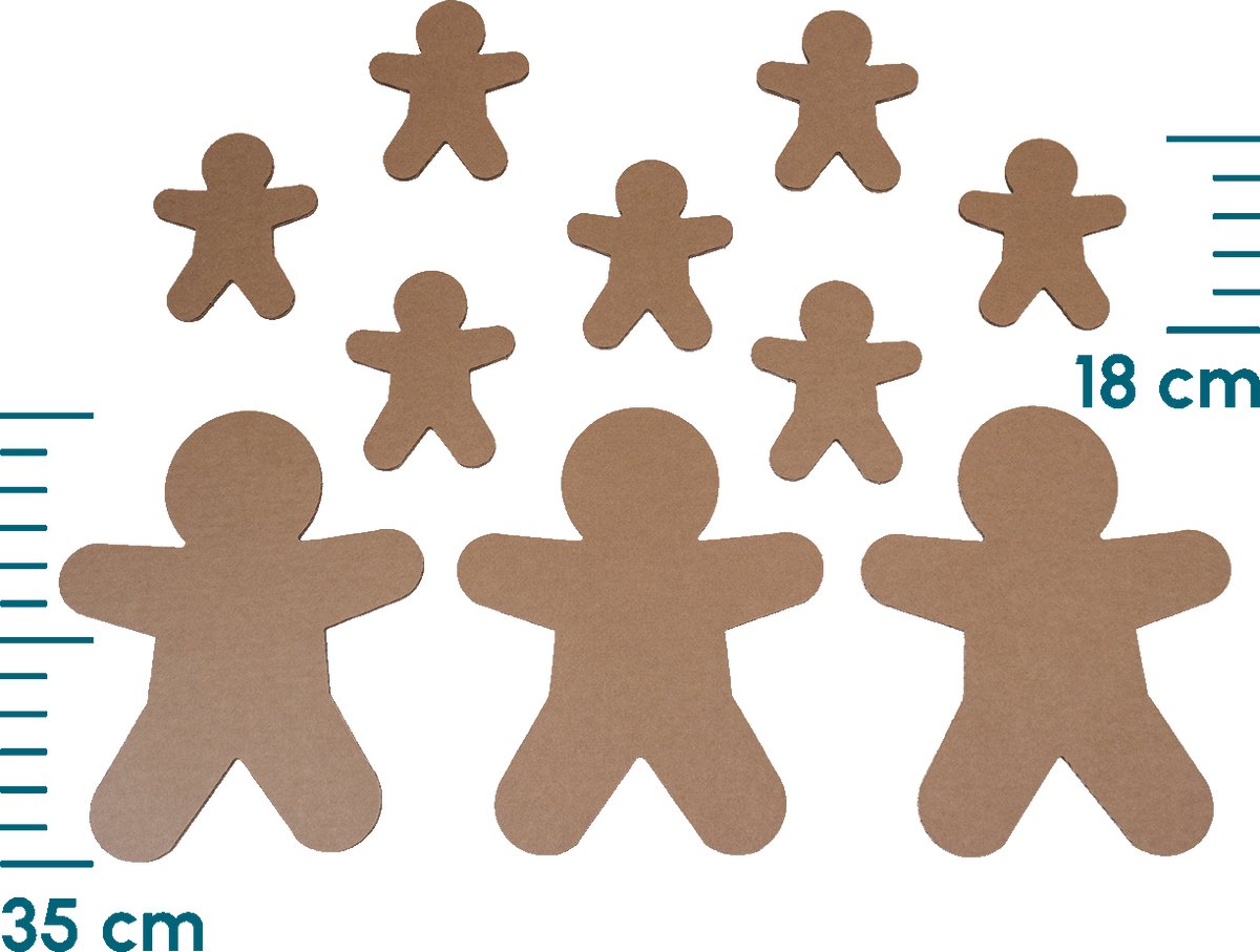 Kartonnen gingerbread mannetjes - Pakket van 10 stuks - Kartent