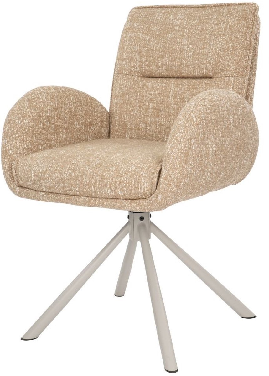 Giga Meubel Eetkamerstoel Tina - Taupe - Draaibaar - Armleuningen - Scandinavisch - Set van 2