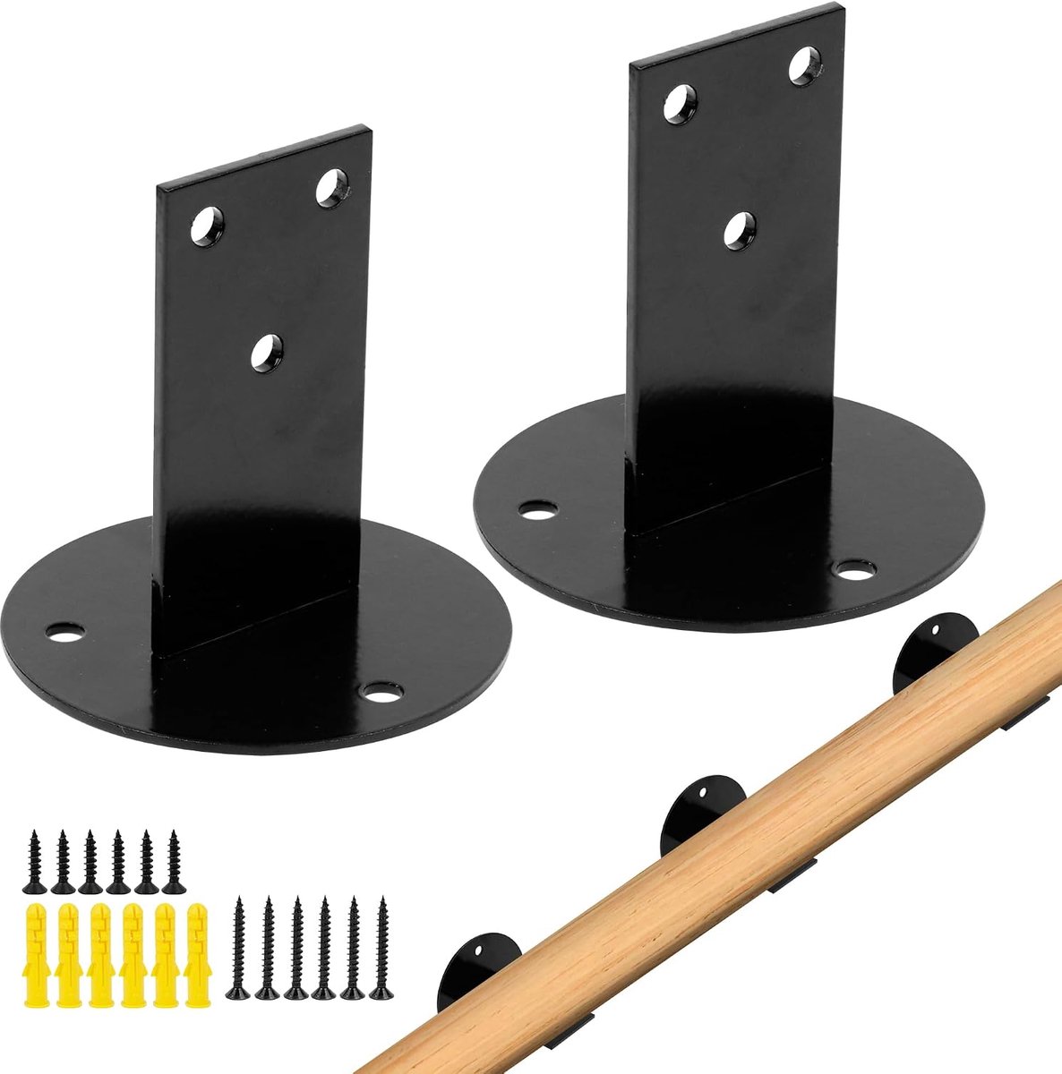 Leuninghouders voor wandhangers - accessoires - trapleuning - houten leuning - indoor leuning - buitenleuningen - zwart - 2 stuks